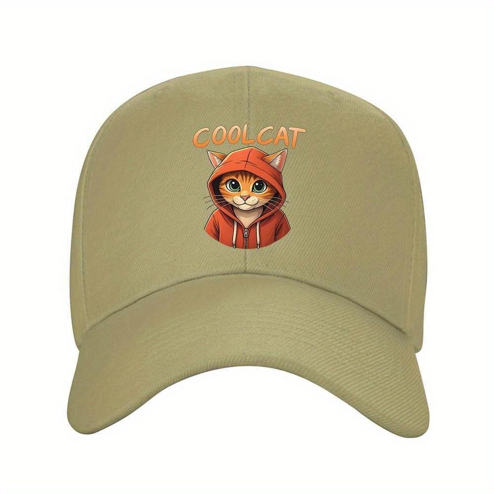 Cool Cat Graphic Baseball Cap Trendy Cartoon Animal Adjustable Summer Travel Hat
