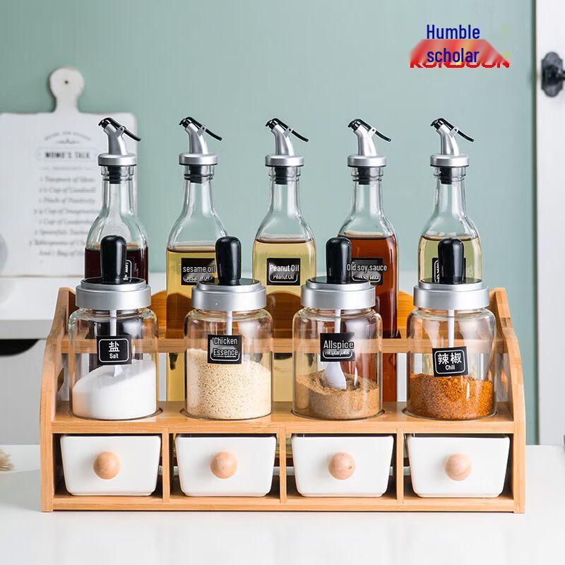 Ceramic Condiment and Spice Organizer Set