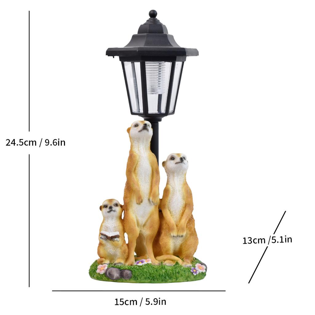 JYL TS/113,Outdoor Creative Meerkat Solar Light Figurine Resin Garden Animal Sculpture Home Decor Lamp