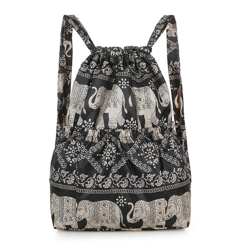 

Женская спортивная сумка на открытом воздухе, универсальный нейлоновый рюкзак, рюкзак большой емкости с принтом, дорожная сумка на шнурке 30*13*45cm
