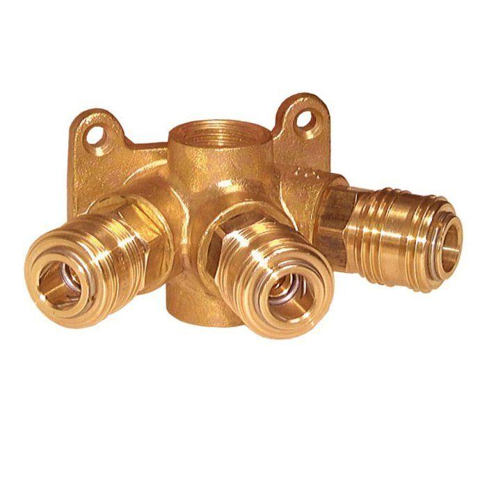 Kit Mural 5 Prises Laiton pour Air Comprimé + 4 Raccords