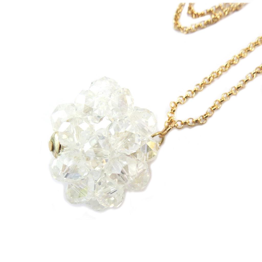 Les Trésors De Lily [P3593] - Golden White 'Sissi' Long Necklace (crystal)