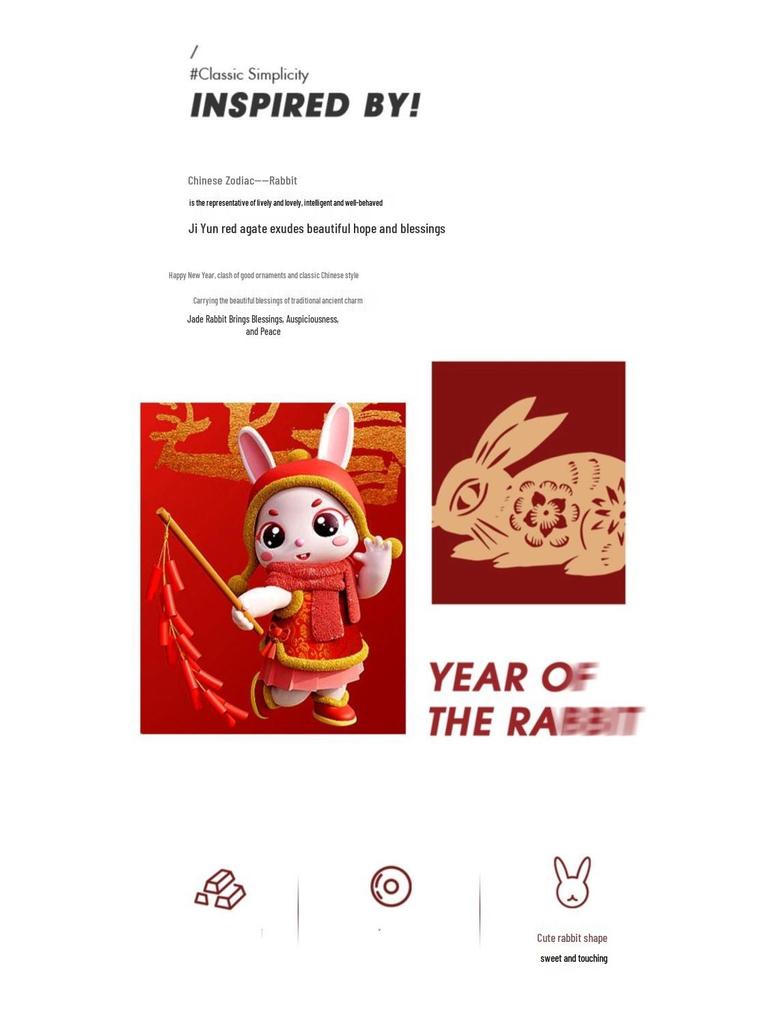 2023 Year of the Rabbit Red Beaded Bracelet - Christmas Gift for Women