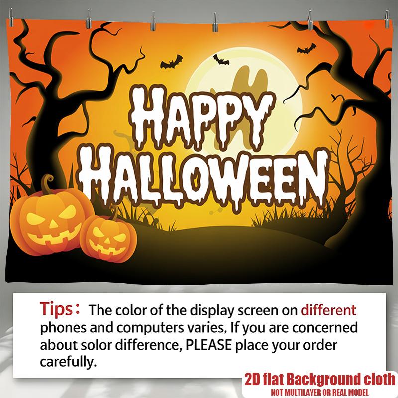 Party Backdrop Halloween Moon Flat Witch Pumpkin Photo Booth Background Party Decor