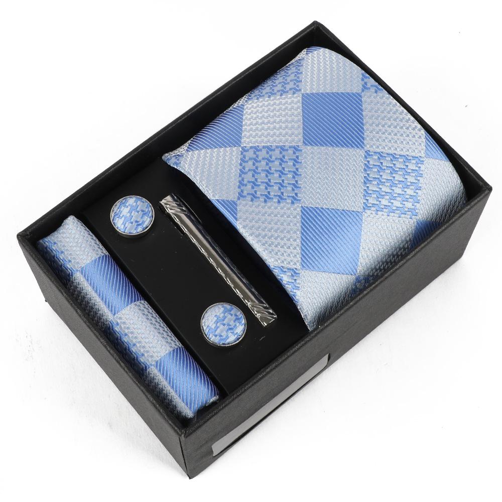 Men's Luxury Jacquard Embroidered Tie Gift Set with Custom Logo.