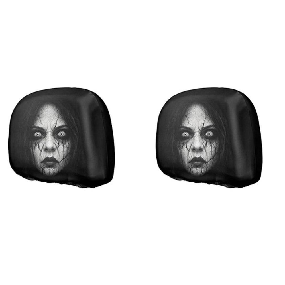 2 Pcs Ghost Headrest Covers Halloween Accessories Car Seat Headcover Car Headrest Covers Halloween