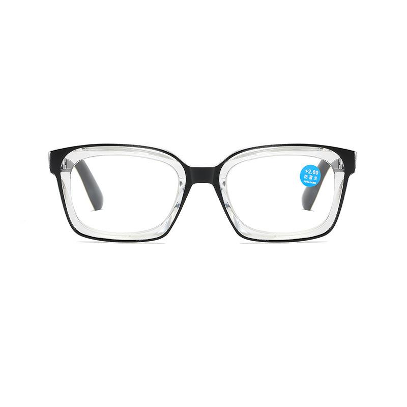 Vintage Large Frame Reading Glasses Fashion Anti Blue Light High-definition Eye Protection Spring Leg Glasses Diopter To +4.0