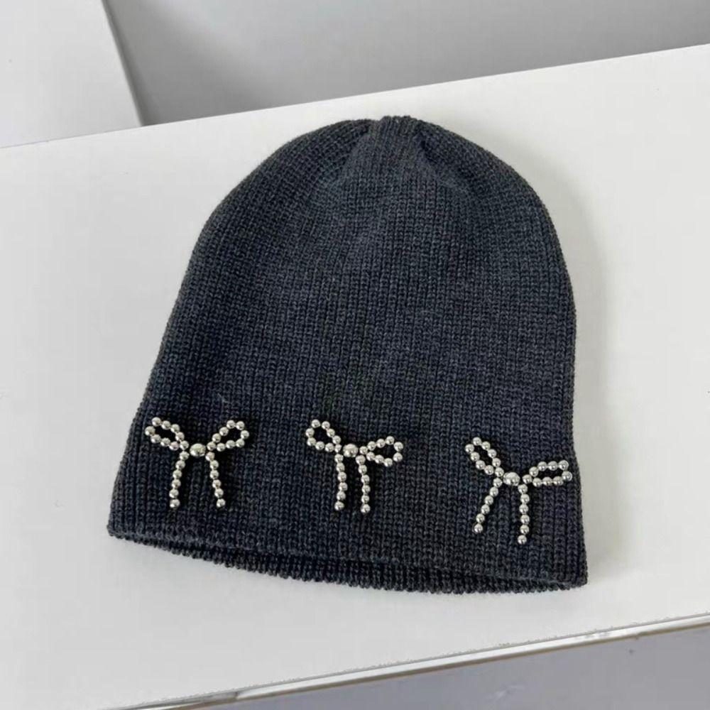 Warm Cap Beanies Hat Bow Winter Cap Sweet Bowknot Knitted Hat  Autumn