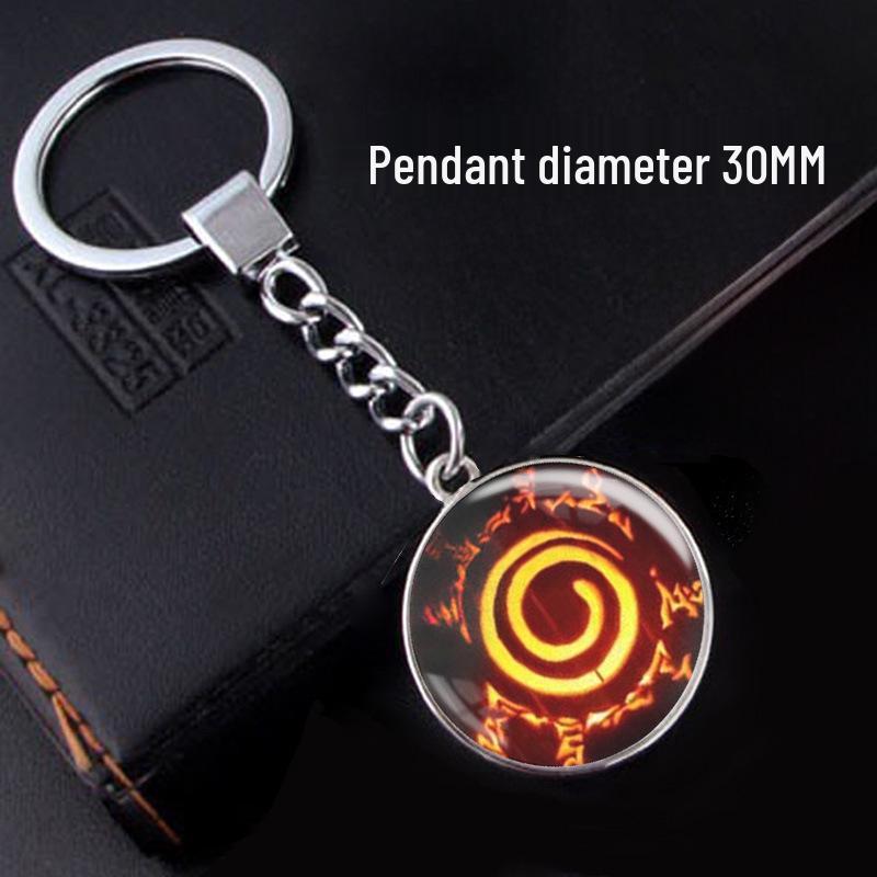 Naruto Sharingan Time Gem Silver Keychain Ornament