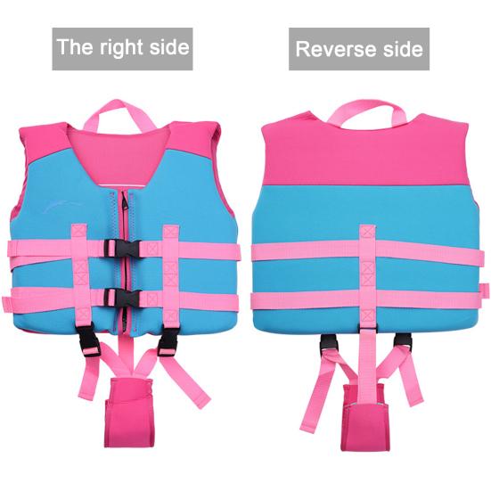 Kids Swim Vest Adjustable Crotch Woven Strap Boys Girls Life Jacket Snorkel Kayaking Boating Drifting Buoyancy Safety Vest Swimming Aid