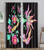 New Cheap Pink Flower Fish Green Peacock Curtain Bedroom Hotel Window High Shading  New Fashion Beautiful Color Pattern 2 Panel