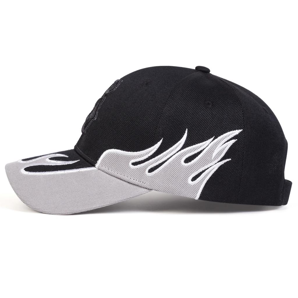 Unisex Flame Embroidery Letter Baseball Caps Spring Autumn Outdoor Adjustable Casual Hats Sunscreen Hat Sports Cap