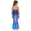 Children‘s Shiny Sequins Halter Neck Backless Jazz Dance Bodysuit and Split Flare Metallic Pants for Competition Recital