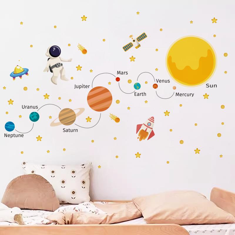 Cosmic Planet Wall Stickers Space Planet Rocket Astronaut Kindergarten Wall Decoration Children's Wall Stickers