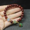 Blood Sandalwood 8mm Single Wrap Bracelet Green Safety Charm Women Wooden Gift Jewelry