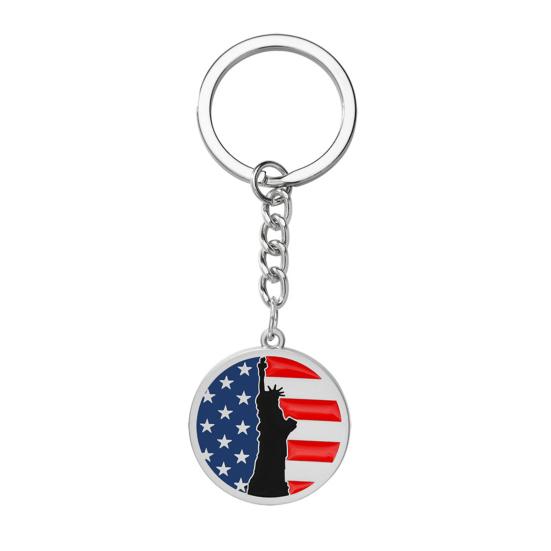 

1/4Pcs Keep America Great Again Keychain Cross Goddess Shape US Flag Pattern Metal Keyring for Political Enthusiasts D