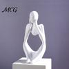 Minimalist Art Statue Thinker Statue, Modern Abstract Sculpture, 3D Printed Home Office Decoration Collectible Figurine for Bookshelf Desktop