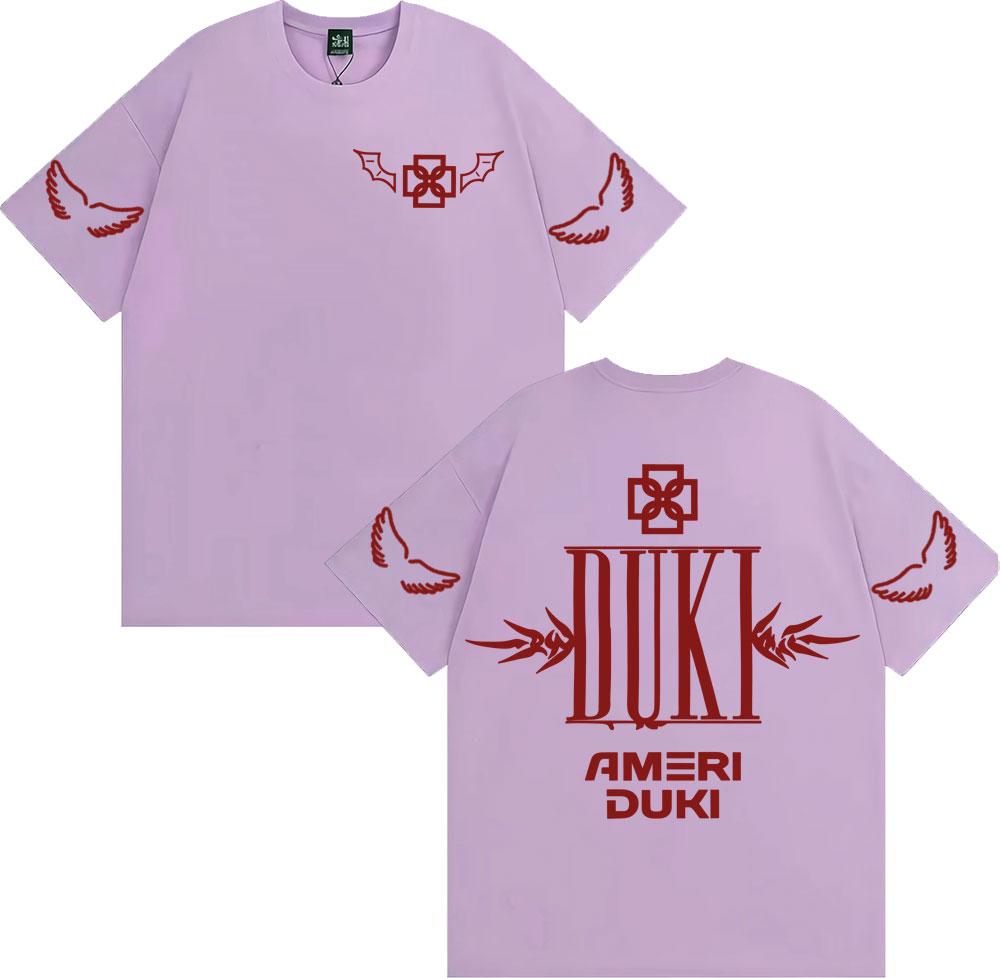 Rapper Duki Ameri World Tour Letters Print T Shirt Men Women Fashion Retro High Quality T-shirts Hip Hop Style Oversized T-shirt