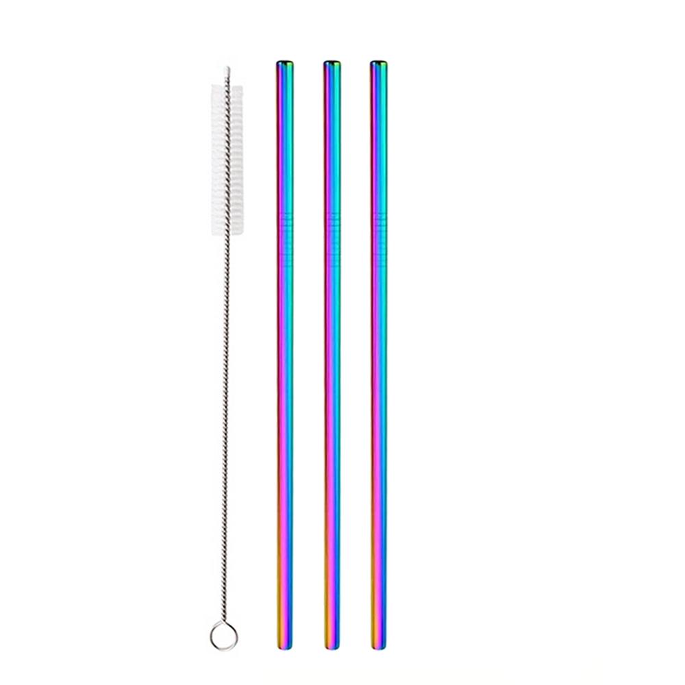 4/8Pcs Reusable Drinking Straw Set Wide Metal Straw Stainless Steel Straw Pearl Milkshake Bubble Tea Straw With Cleaner Brush