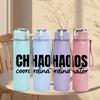 1PC Chaos Coordinator Text Logo 750ml Color Plastic Sports Water Bottle Leakproof Flip Straw Lid Suitable for Sports Office Home Use