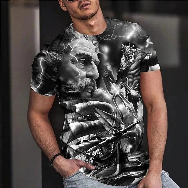 T-Shirts For Men 3D Prints Vintage Motorcycle Graph Casual Plus Size Short Sleeve Top Y2k Fashion Streetwear Men's Clothing Tees
