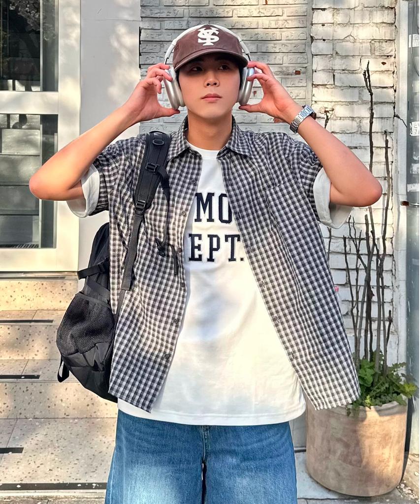 Seupao Roll-Up Short Sleeve Check Shirt_Spycg25C06 (A Type)