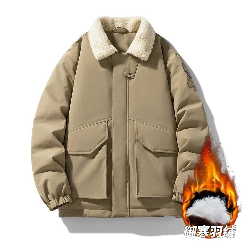 

Baseball collar down jacket men s winter warm and cold% gray duck down cold proof high-end casual jacket men 4XL