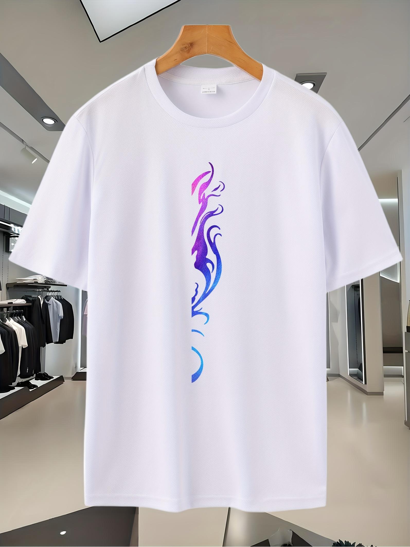 Breathable Mesh Running T-shirt with Stylish Flame Print – Lightweight S