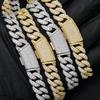 Custom 11mm Exquisite Cuban Bracelet Iced Brass Inlaid with 3 Rows of Zircon Hip Hop Sparkling Men and Women Jewelry Gifts