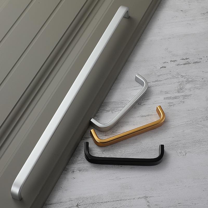 WV Aluminum Alloy Kitchen Cabinet Door Handles Silver Black Gold 96MM 320MM Door Straight Handles Pulls Knobs Furniture Hardware