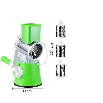 3-in-1 Manual Rotary Cheese Grater for Vegetable Cutter Potato Slicer Multifunctional Vegetable Chopper With 3 Replaceable Blade
