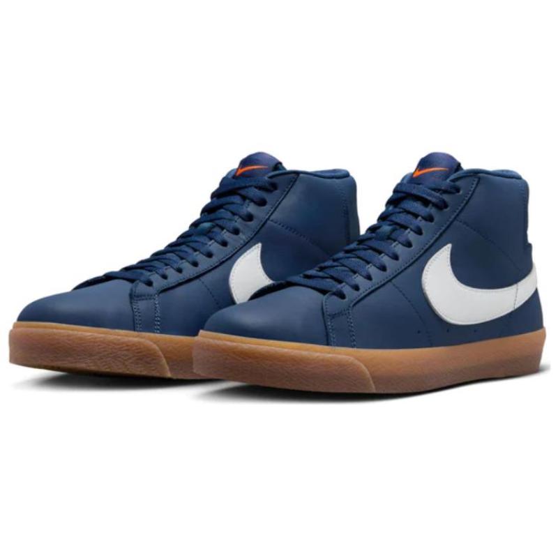 Nike Sb Zoom Blazer Mid Orange Label Navy Gum Skateboard Shoes FJ1680-400