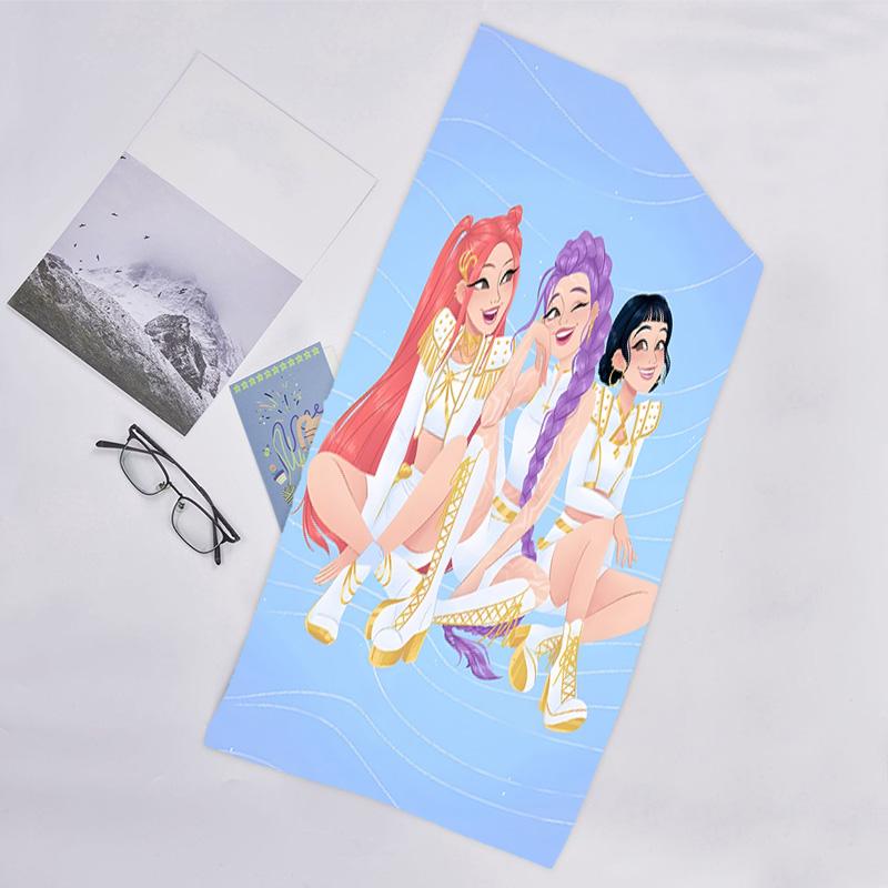 1pc KPop Demon Hunters11 Beach Towel, Beach and Seaside Swimming Pool Equipment, Fashion Pattern, Rectangular, Travel Essentials