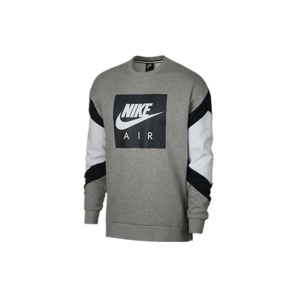 Nike Air Crew Fleece Color Block Pullover American Sweatshirt Men Sweatshirt Gray White 928636-063
