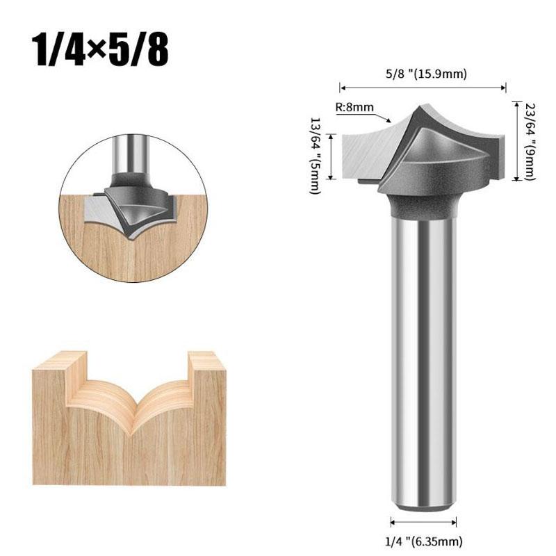 Carbură solidă, tăiată cu vârf rotund, bucăți cu nas rotund, scuturatoare, instrumente, freză pentru prelucrarea lemnului, tijă de 6 mm 1/4 inch