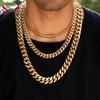 Men's Jewelry 18mm Stainless Steel Necklace Miami HipHop Cuban Link Chains Zircon Flip Buckle Necklaces for Men