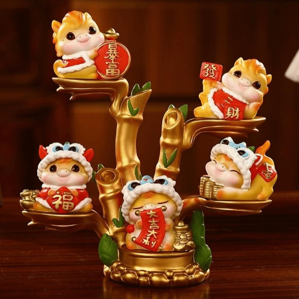 Cartoon Horse Figurine Resin Zodiac Ornaments Vivid New Year Mascot Miniature Office