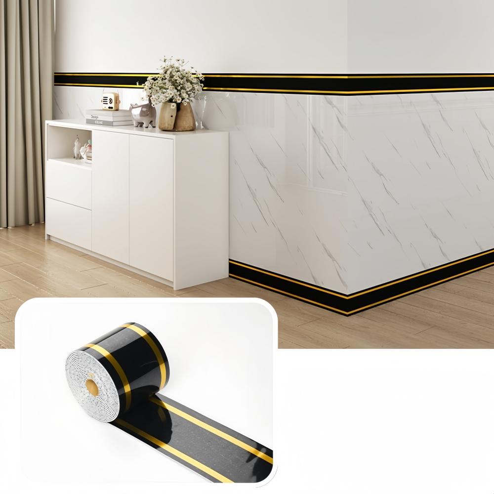 1pc 10cm X 5m PVC Self-Adhesive Marble Baseboard Sticker - Waterproof Skirting Board Protector for Corner Window Sill Home