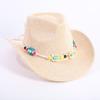 Popular European and American classic western denim straw hat, men's and women's fashion outdoor sunscreen sequined straw hat