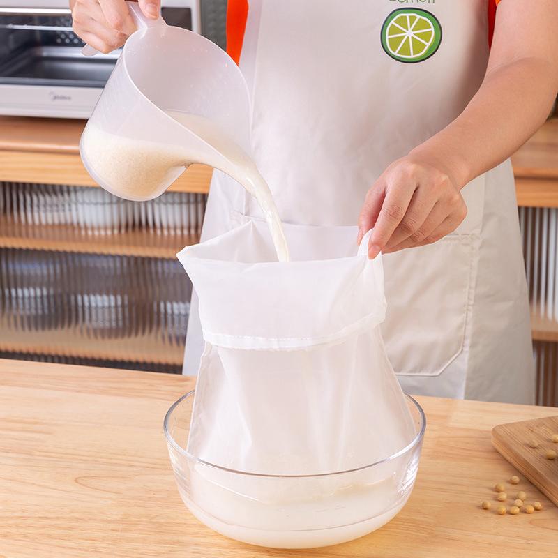 2Pcs Reusable Nut Milk Bags Strainers Nylon Filter Bag Food Cheese Yogurt Filter Kitchen Fine Mesh Strainer Kitchen Accessories