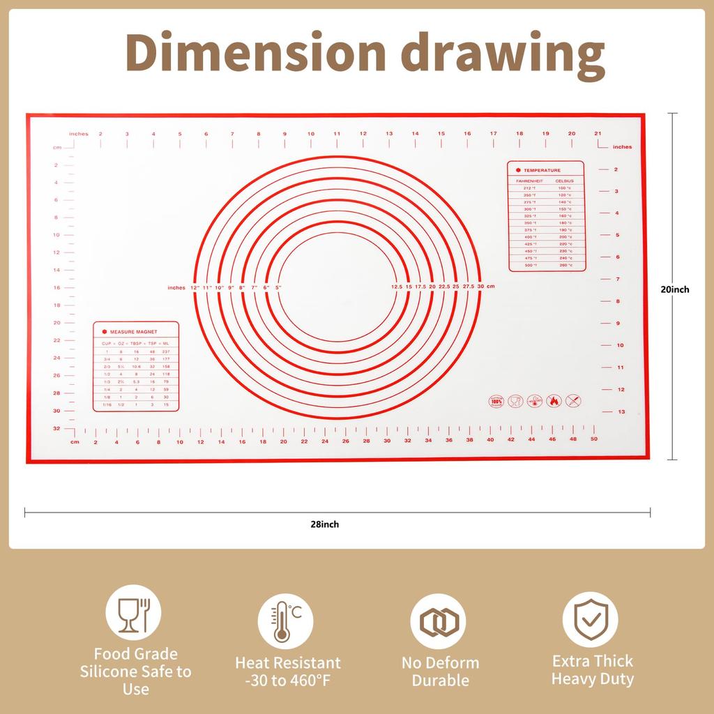 Oversize 80/70/60cm Silicone Baking Mat Rolling Kneading Pad Pastry Tools Crepes Pizza Dough Non-Stick Silicone Mat For Kitchen