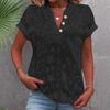 Women's Summer Floral V-Neck Blouse Casual Short Sleeve Button T-Shirt
