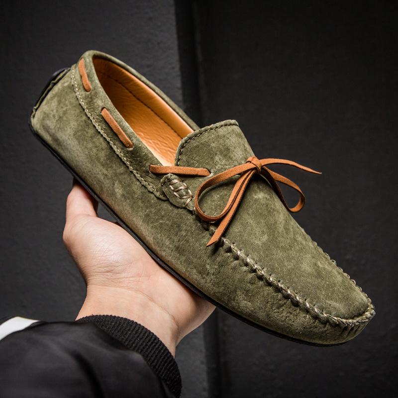 Fashion Suede Leather Men's Loafers Handmade Man Casual Shoes Breathable Driving Walking Shoes Leisure Walk Moccasins New Slip on Flats