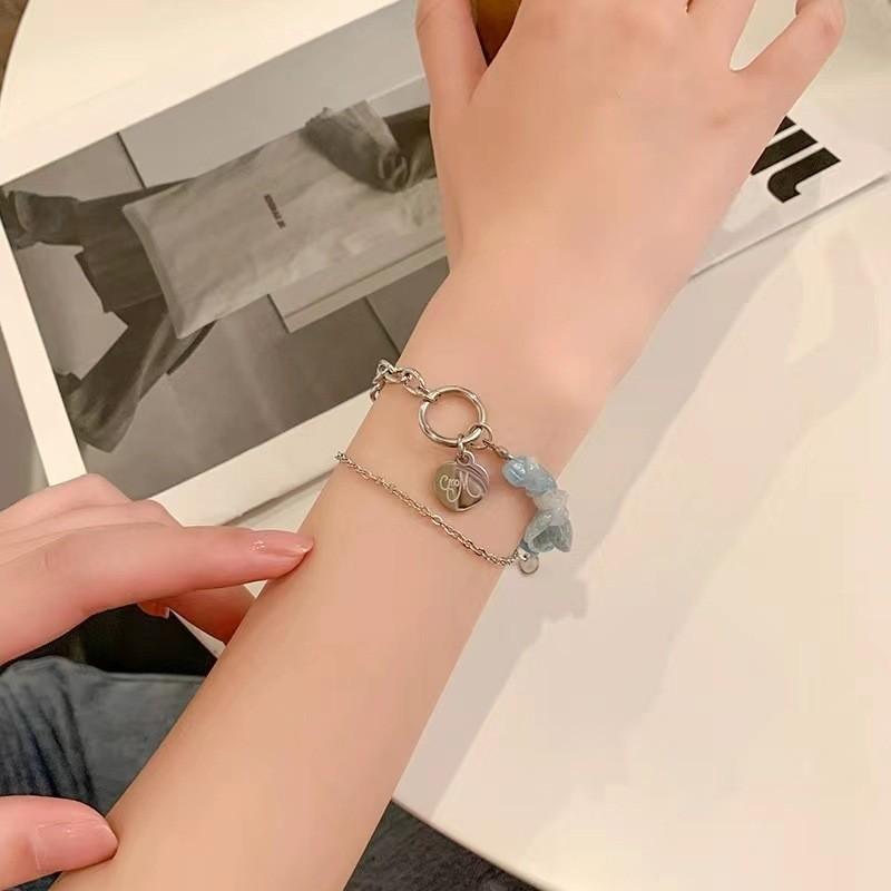 Fashionable Summer Dopamine Rainbow Beaded Flower Bracelet For Women Trendy Jewelry Gift