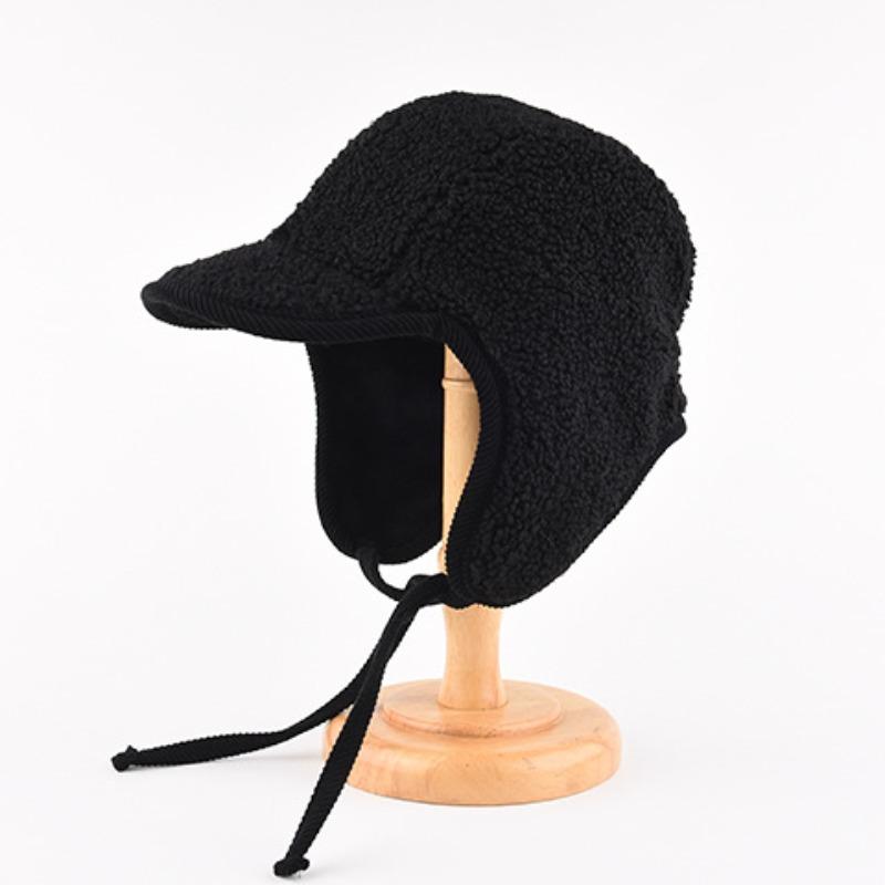 

Кепка Lei Feng из овечьей шерсти для мужчин и женщин на осень и зиму, теплая шапка с защитой от холода и утиным язычком, кепка пилота-байкера One Size чёрный