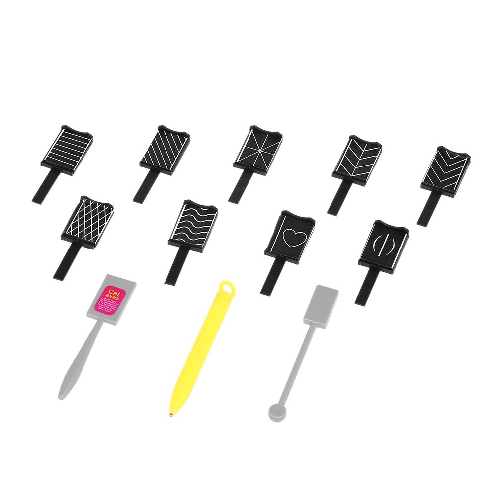 12 stycken 3D-magnetstickset Magnetisk kattöga-penna ritning vertikal pinne för UV-gellack Magical N