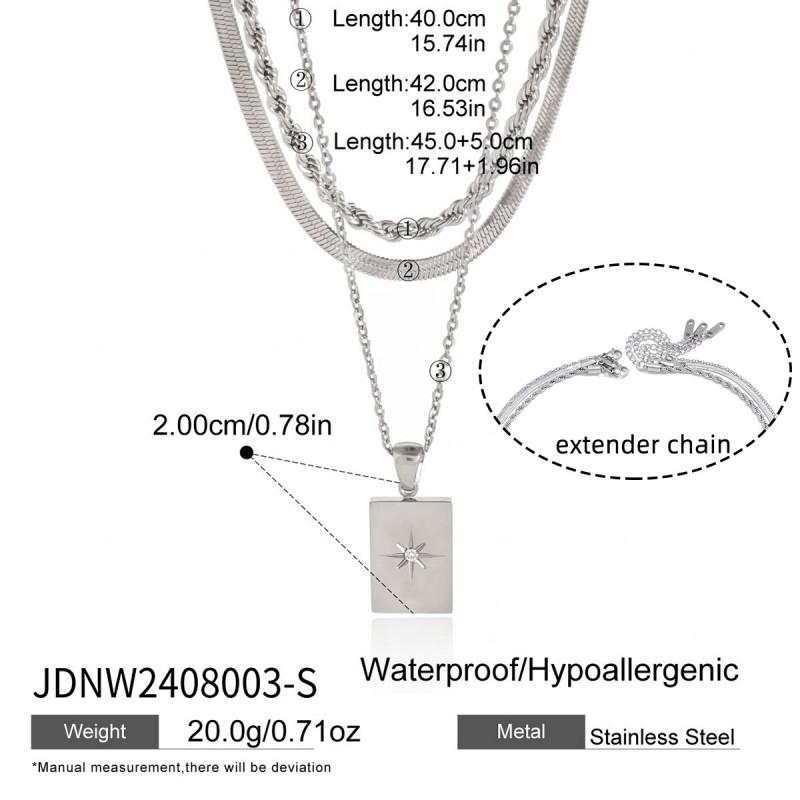 Stainless Steel Geometric Star Cutout Layered Pendant Necklace Women Minimalist Fashion Jewelry