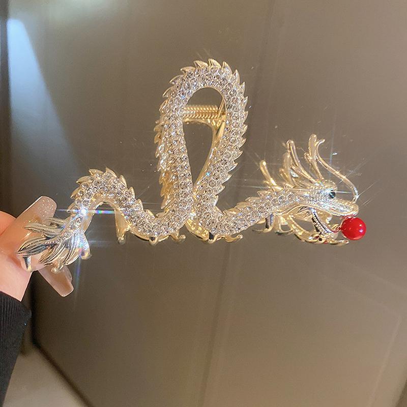 

Заколки для волос в форме дракона в китайском стиле, аксессуары для волос для женщин и девочек, красные бусины из сплава со стразами, модные ювелирные изделия