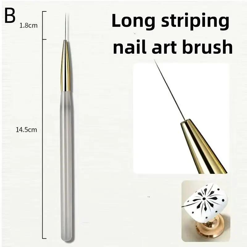 1/5/6Pcs Nail Art Brush Checker Nail Drawing Painting Line Brush Nail Art Tool Acrylic Painting Brushes DIY Design Manicure Tool