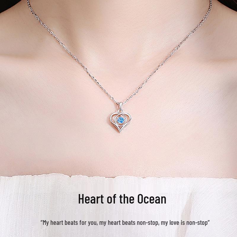 999 Sterling Silver Heart Pendant Necklace - Women's Luxury Clavicle Chain, Perfect for Christmas & Valentine's Day Gifts